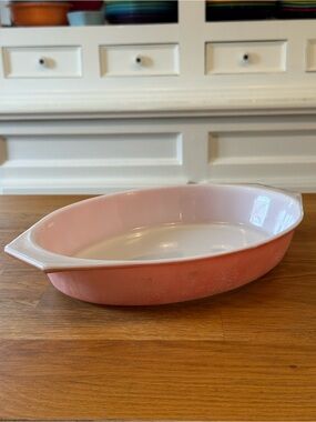 🌼 Vintage Pyrex Pink Daisy Oval Casserole 1.5Qt #043 | No Lid 1950s-60s